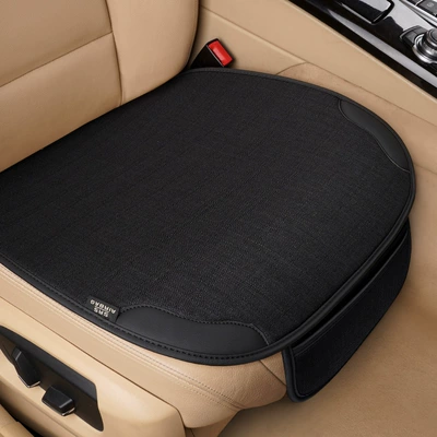 Car seat cushion for all seasons, single-piece seat cushion, car rear seat cushion, three-piece set, linen seat cushion wholesale (Seat cushion, seat cover) - leather-style-black-single-piece