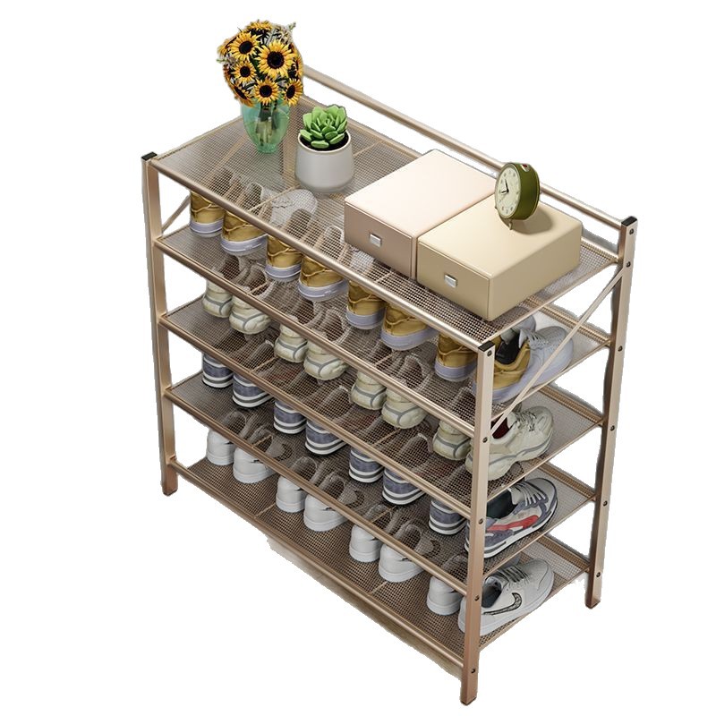 Estante de zapatos de hierro forjado sin instalación puerta doméstica estante plegable multicapa simple gabinete de zapatos de alquiler dormitorio estante de almacenamiento de zapatos