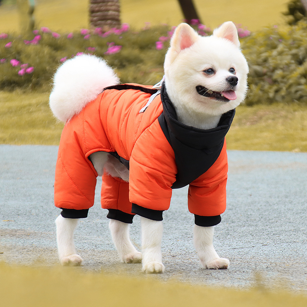 New Winter Solid Color Warm Windproof Dog Cotton Coat display picture 2