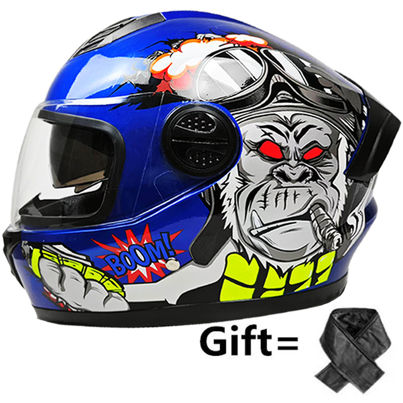 Cross-border special for [distribution scarf] ZXC double lens electric car full helmet men and women four seasons universal helmet