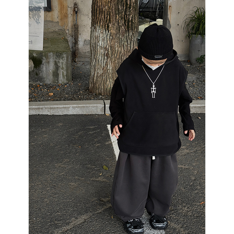 Baodua ropa para niños de lana polar con capucha chaleco otoño e invierno nuevo chaleco suelto superior invierno chaleco exterior moda