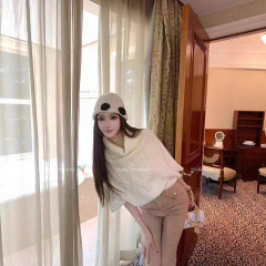 麻花套头斗篷毛衣女韩版秋装新款慵懒高领设计感洋气女装针织上衣