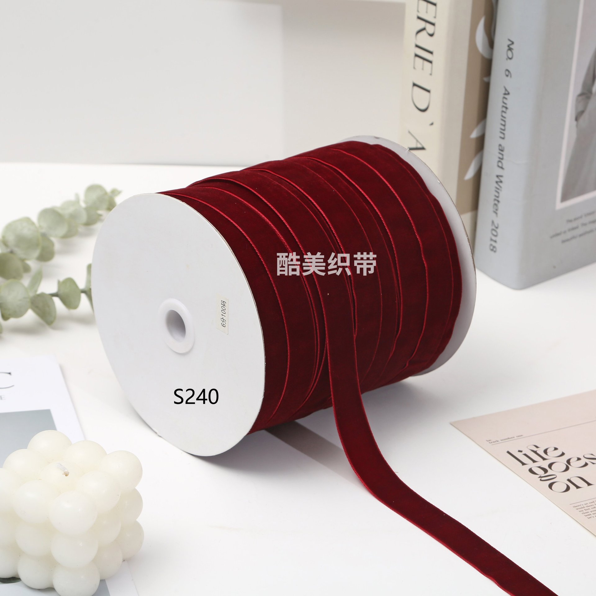 Stock 1.5cm / 2cm / 2.5cm unilateral cinta de terciopelo de terciopelo de color diy arco hecho a mano