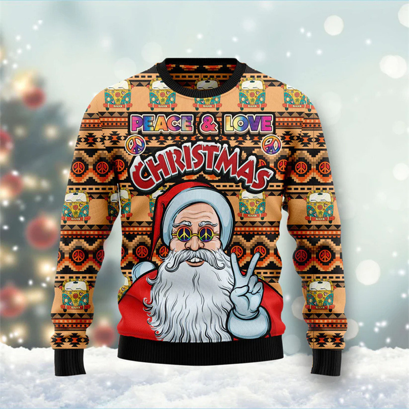 Santa Claus Pattern Ugly Christmas Sweater Men's Fashion 3D Printed Hot-Selling New Merry Christmas Sweatshirt