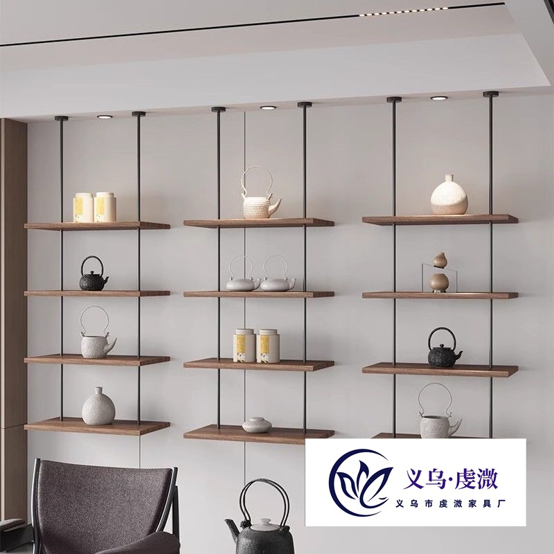 New Chinese Style Iron Hanging Shelf Living Room Study Bedroom Display Rack Storage Rack Hanging on the Wall Hanging Metal