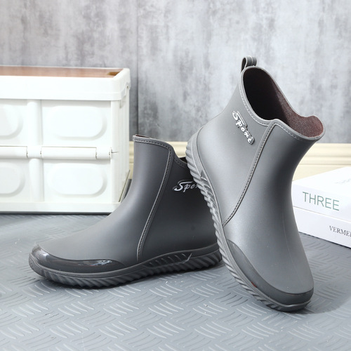 Rain Boots for Men, British Style, Seaweed Harvesting and Fishing Shoes, Waterproof and Non-Slip Kitchen Work Rubber Shoes, Warm New Water Shoes for Men