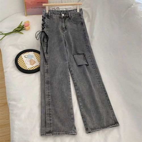 Women's Summer and Autumn High-Waisted Band Design Fashion Loose Straight Leg Slim Wide Leg Long Pants Trendy