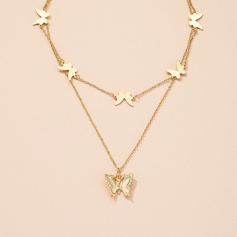 wholesale jewelry simple butterfly pendant double layer necklace Nihaojewelry