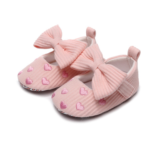 Autumn new embroidered heart bow princess shoes girls shoes baby non-slip toddler shoes wholesale