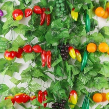 水果藤条假花葡萄叶藤蔓吊顶装饰塑料花藤绿叶树叶子缠绕饭店