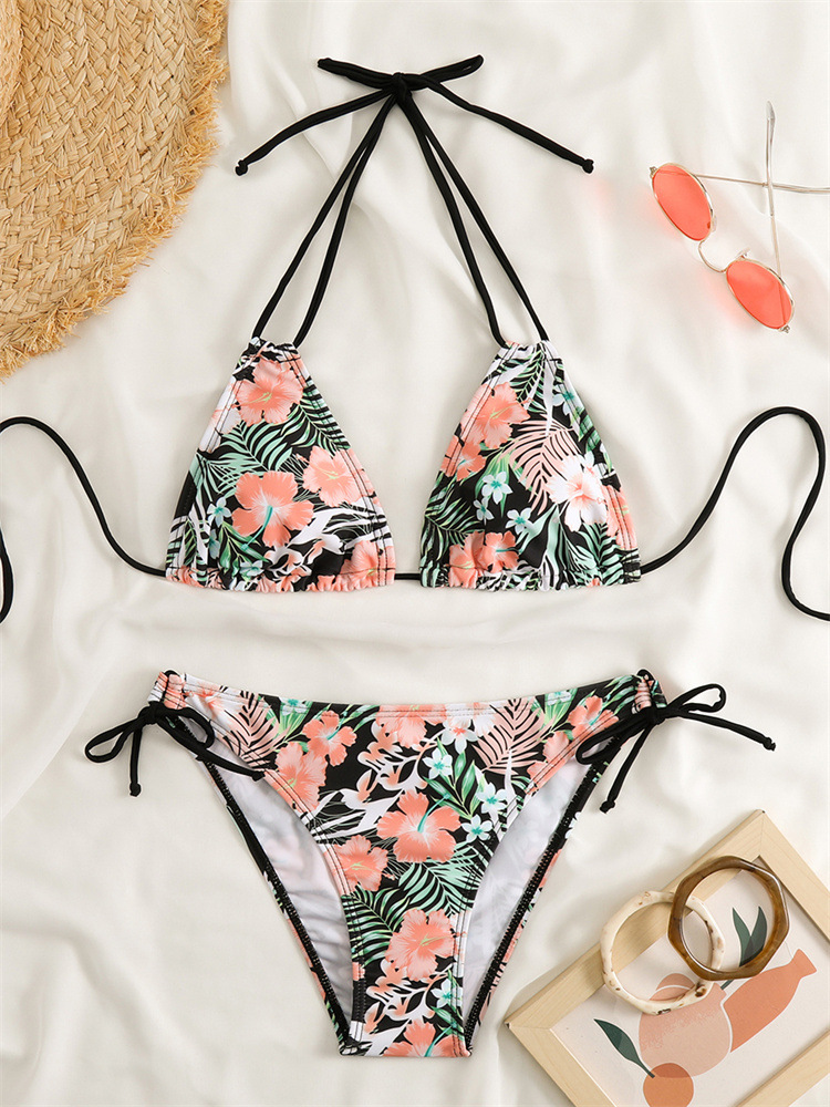 84g Weight Comfort Feel Of Sensation Low Waist Panties Waist Briefs Panties Style Bralette Bra Category Polyester Fabric Type 2 Pieces Set Quantity Swimming Pool, Beach Occasion Comfort Function Ditsy Floral Pattern Triangle Cup Bra Cup Women's Gender Women's Ditsy Floral 2 Pieces Set Bikinis Swimwear 19