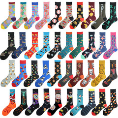 Cross-border foreign trade model Amazon wish trendy fashion men's mid-calf cotton socks jacquard couple sex socks wholesale