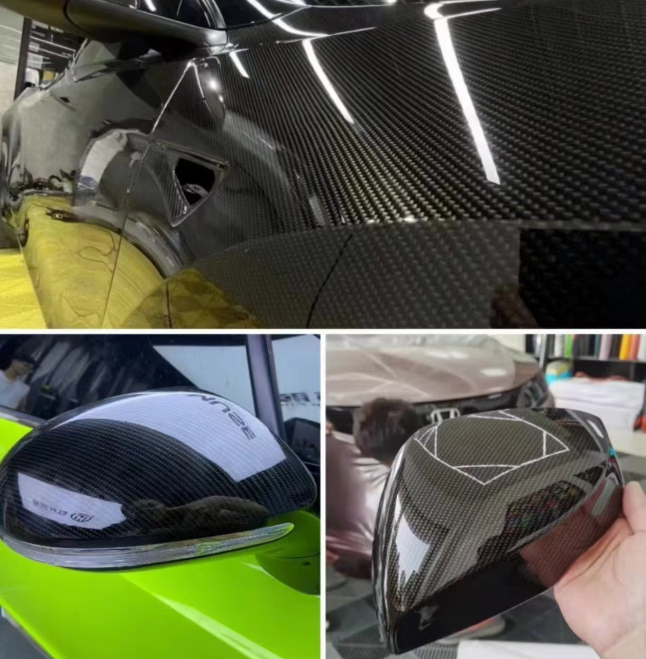 Car Pet Simulated Carbon Fiber Color-Changing Film Matte Glossy Black Gold Silver 3D 4D 5D Carbon Fiber Pattern Car Color-Changing Film
