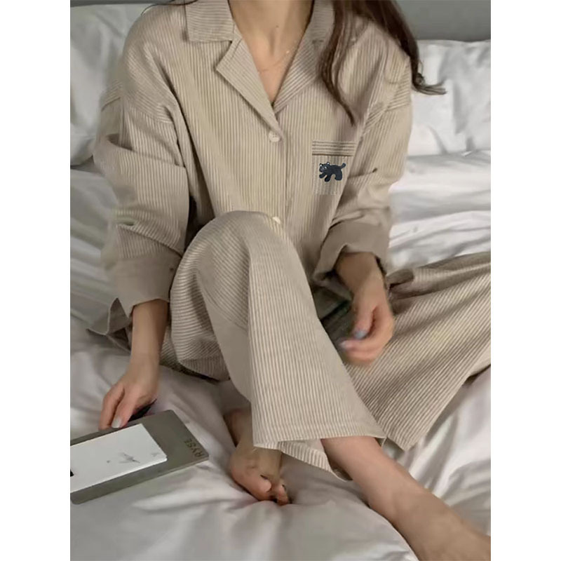 Imitation Cotton 200g High-End Pajamas for Women Spring and Autum Cardigan Long-Sleeved 2025 New Small Lapel Home Wear Set