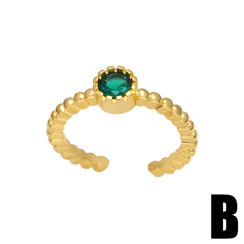 Fashion Round Copper Open Ring Plating Inlay Zircon Copper Rings