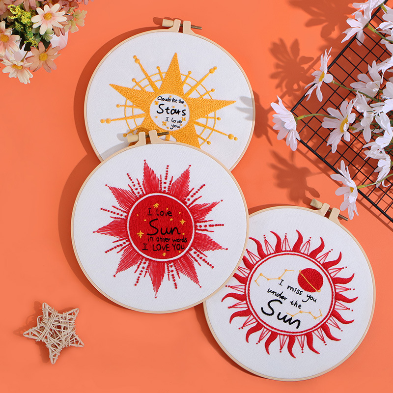 Nuevo original DIY bordado hecho a mano paquete material estrella Luna sol estrella cuerpo día a día luz europeo inglés