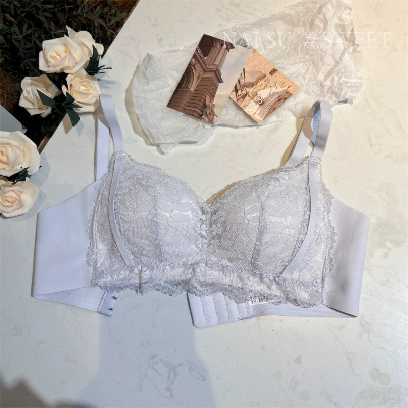 Lace sexy underwear, supporting wireless bra, set