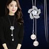 Sweater, long demi-season universal fashionable necklace, high-end accessory, cat's eye, simple and elegant design, Korean style