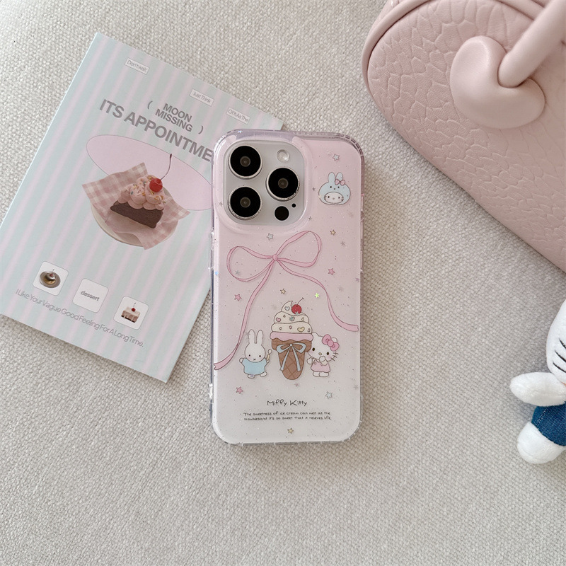 Girl ins brillo helado kt para iPhone16ProMax/15 funda para teléfono móvil Apple 13 cadena 14 nuevo