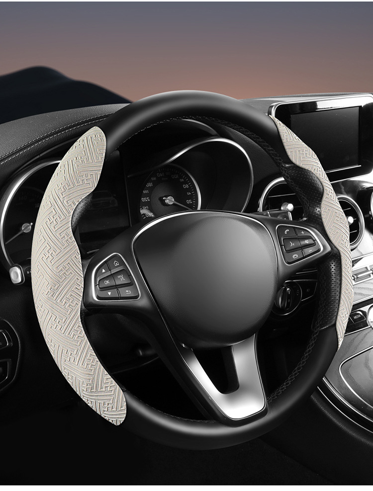 New steering wheel cover made of Nappa leather, non-slip, sweat-absorbent, universal half-cover protector, suitable for all seasons, ultra-thin handlebar cover