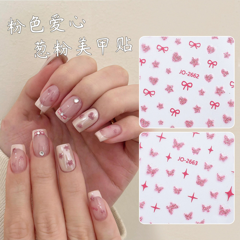 2024 new nail art stickers summer hot pink onion powder five-pointed star love nails 3D adhesive transparent bottom 2024 new nail art stickers summer hot pink onion powder five-pointed star love nails 3D adhesive transparent bottom