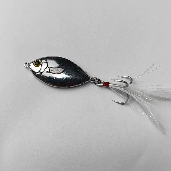 Silver-plated silver tail feather hook with three feathers