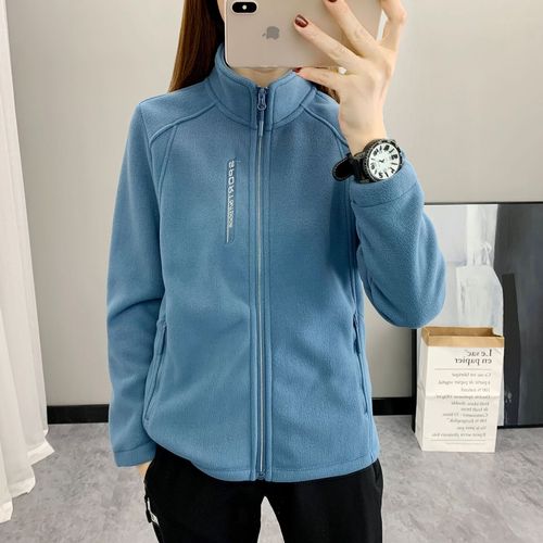 Spring and Autumn Fleece Jacket for Women Outdoor Warm and Breathable Open Cardigan with Stand Collar Slimming Fleece Jacket for Men Mountaineering Cross-border Use Only