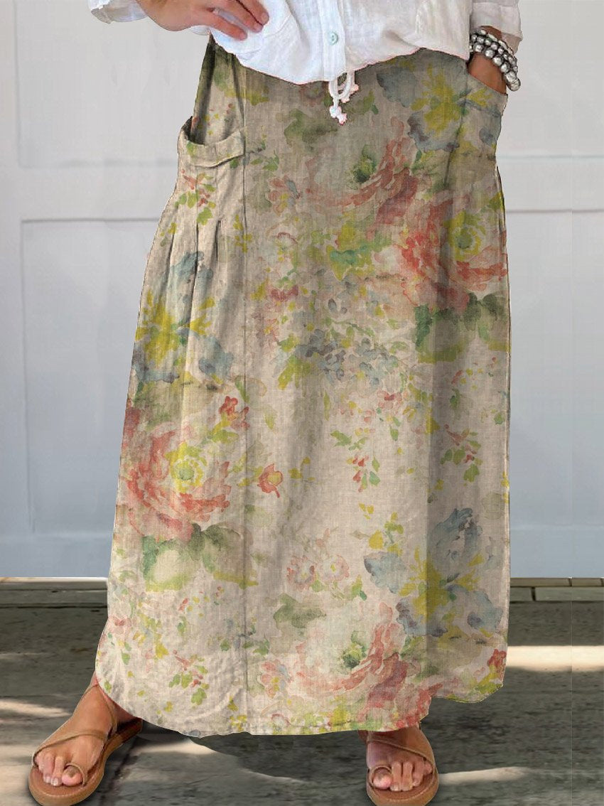 New Floral Pattern 3D Printed Skirt With Pockets