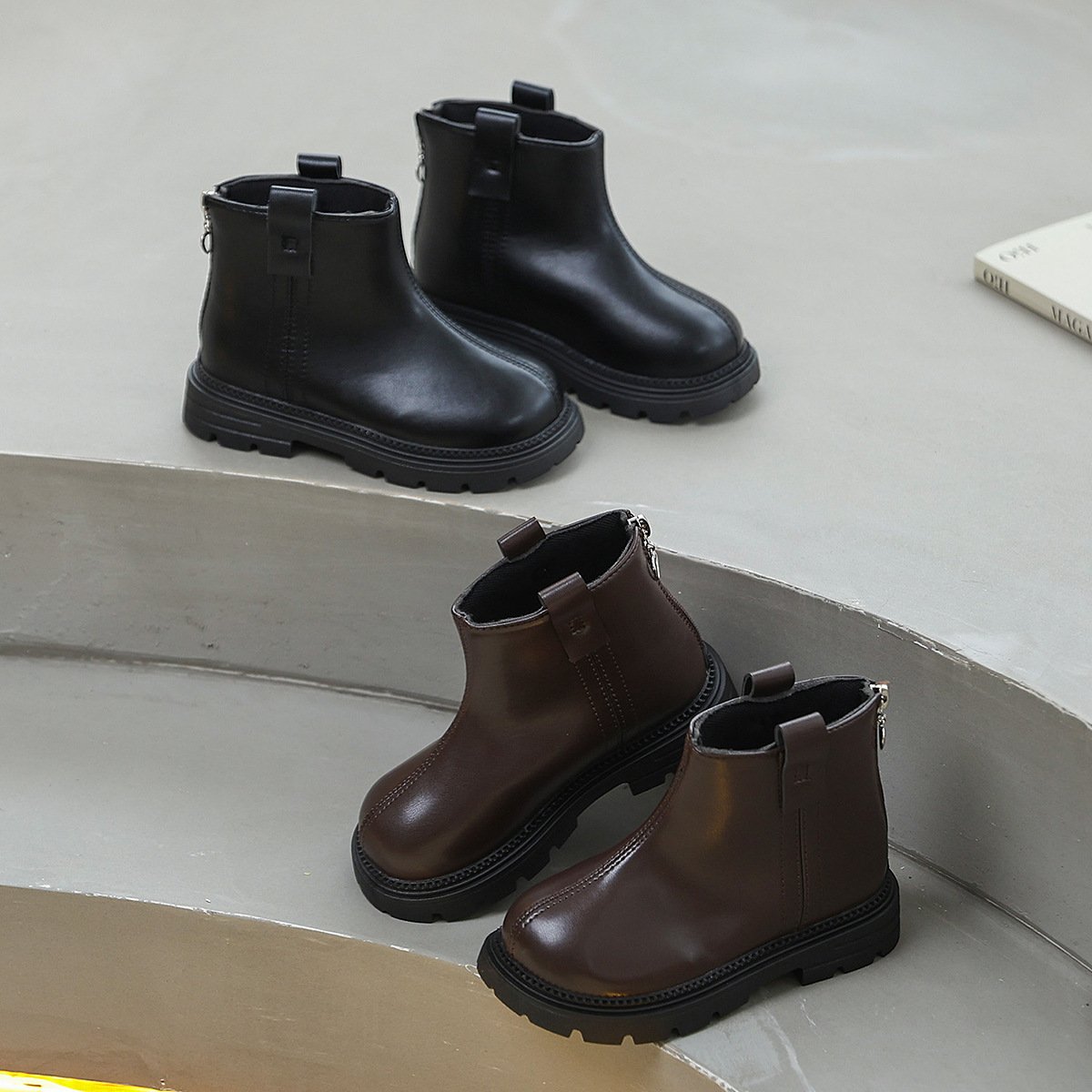 Girls' Boots 2025 New Spring and Autum Style Boots Little Girls Fashion Leather Boots Kidsren's Cotton Short Boots