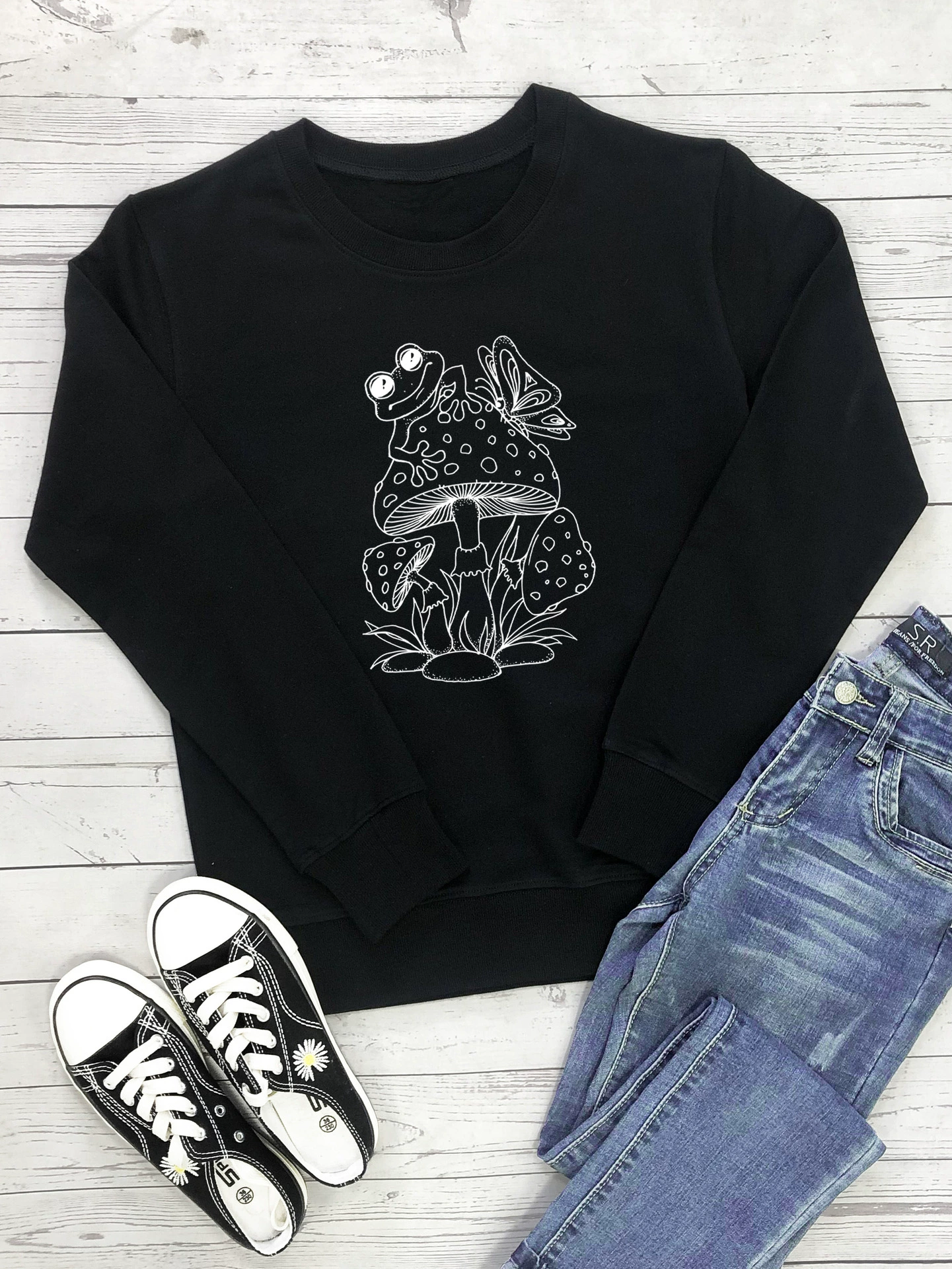 Лягушка и гриб с длинным рукавом, свитер для внешней торговли, мужской и женский стильный топ с буквами, одежда AliExpress, трансграничные поставки