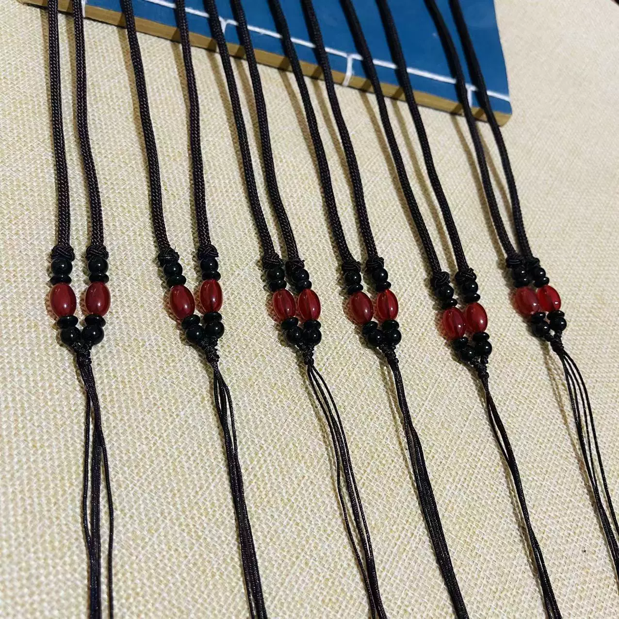 高档蜜蜡色水晶项链 玉石翡翠吊坠编织挂绳 女款毛衣链红色蜜蜡玉