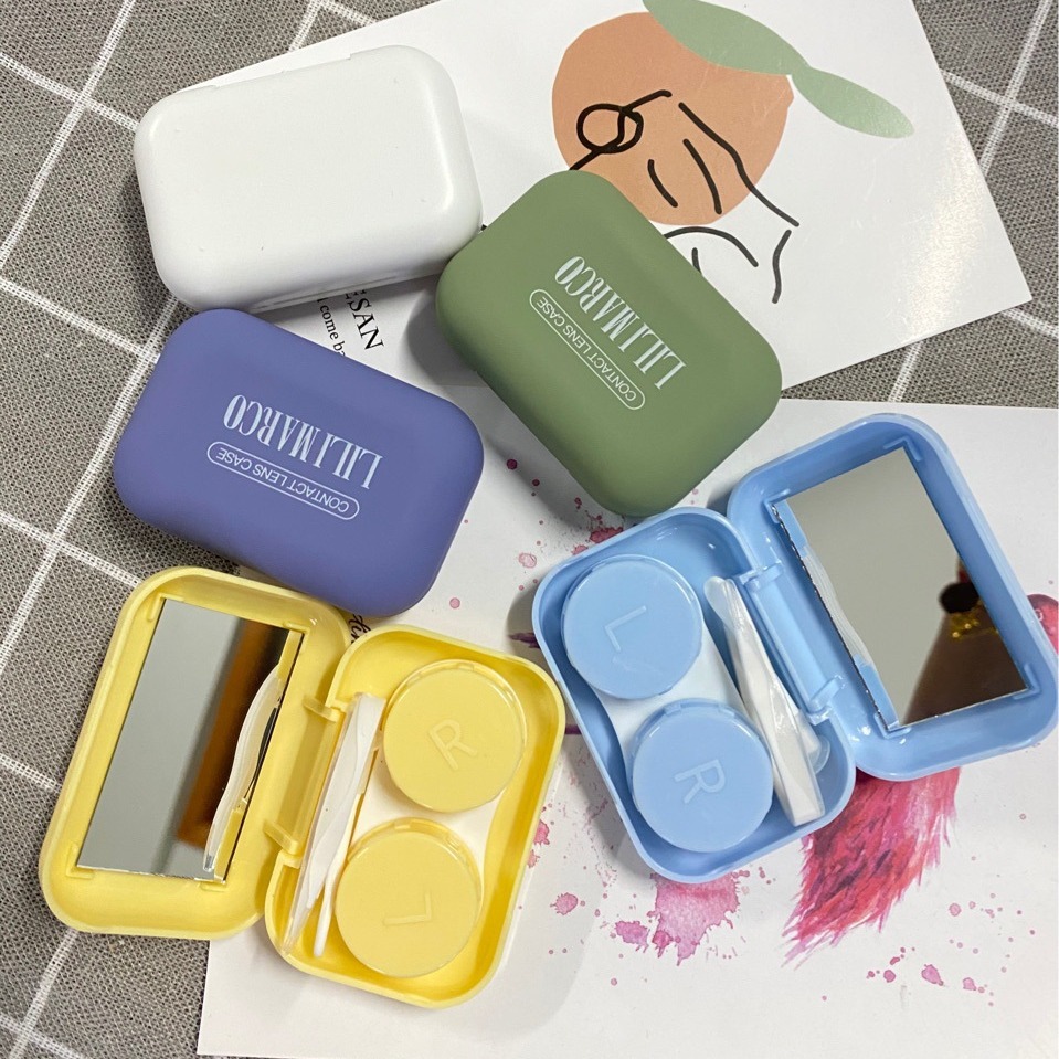 隐形眼镜配镜美瞳盒简约 植绒喷漆美瞳盒 隐形眼镜便携盒火爆