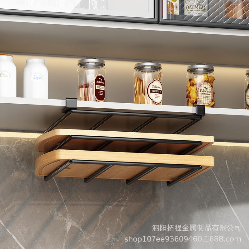 鍋の蓋の棚の下で穴を開けないまな板の棚の台所のティッシュの棚は神器の家庭のまな板の収納棚を置きます。|undefined