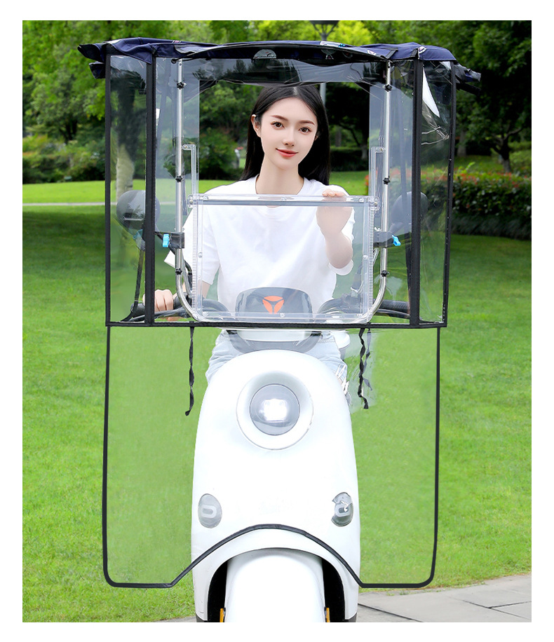 Romantic Xishi Electric Scooter Canopy, Windproof, Rainproof, Sunshade, Retractable, Foldable Umbrella for Electric Motorcycles