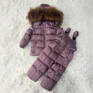 New down jacket children suit wholesale 290 new color Boys Girls white duck down big fur collar down jacket suit