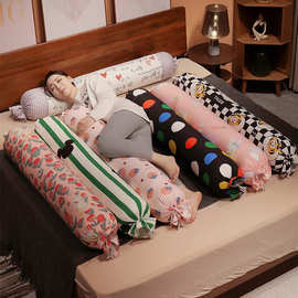 卡通动物水果糖果圆柱长条抱枕毛绒玩具夹腿睡觉长枕头有内胆可拆