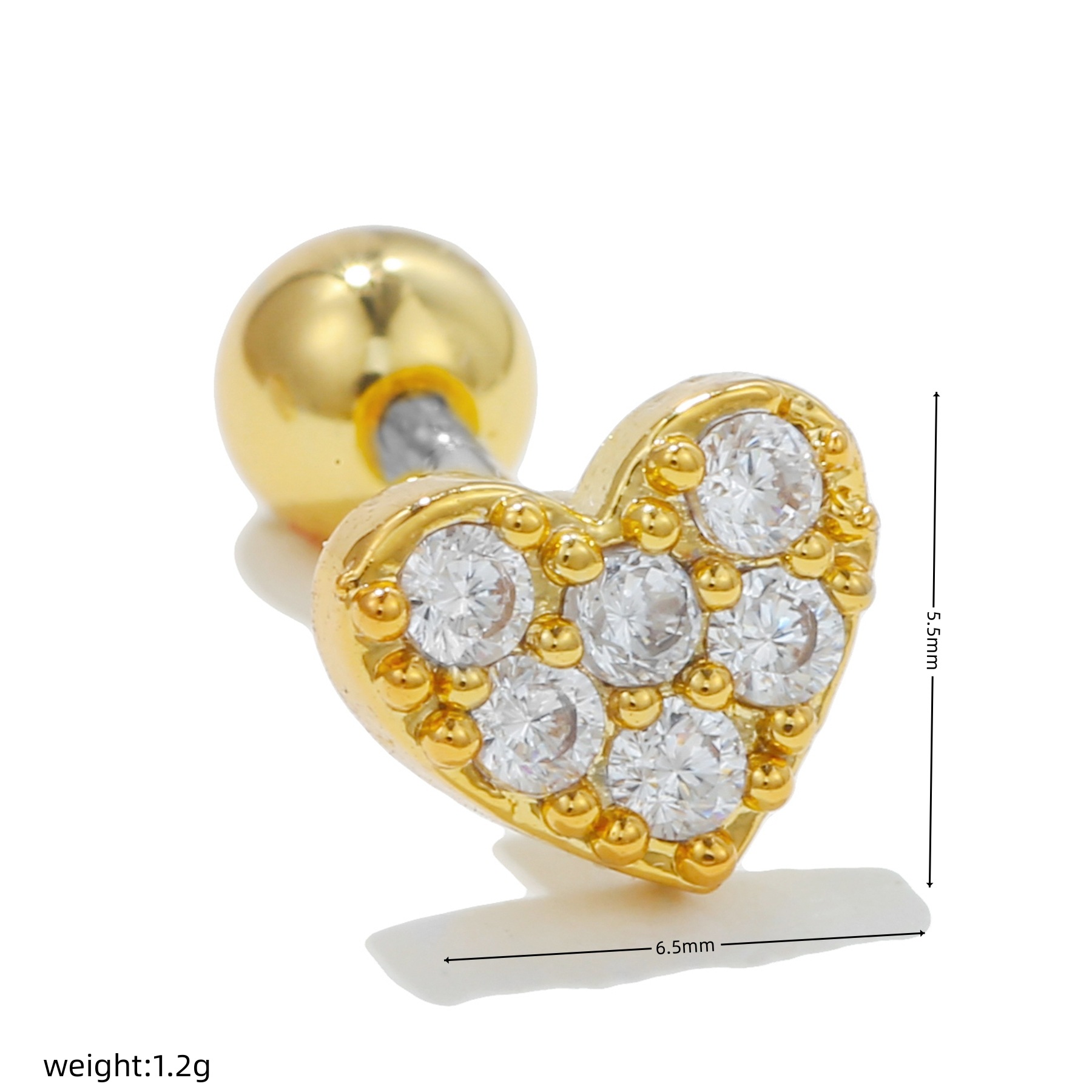 Fashion Square Cherry Heart Shape Copper Inlaid Zircon Ear Studs 1 Piece