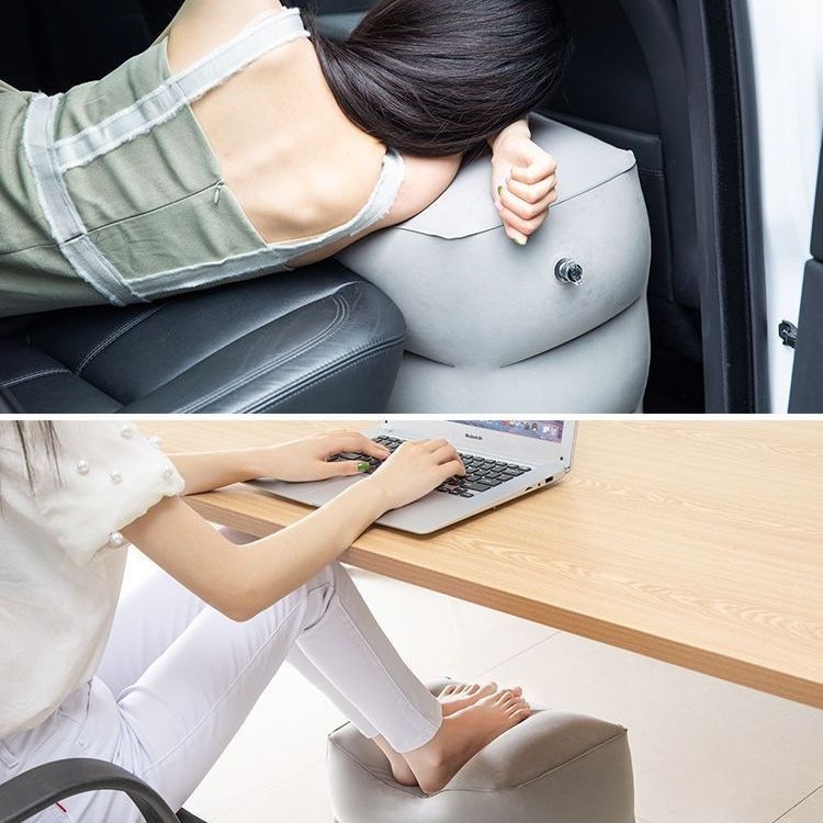 Co-pilot footrest for long-distance travel, multifunctional, portable, suitable for high-speed trains and offices, press-type inflatable outdoor seat cushion