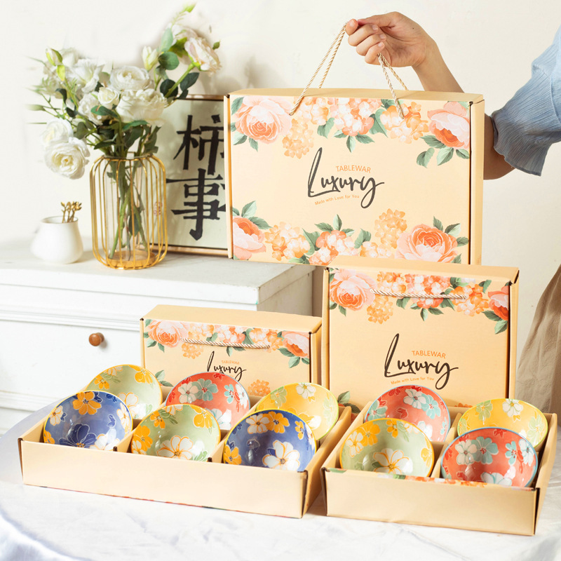 Ceramic Tableware Bowl Chopsticks suit Wedding Gifts Practical Festival Opening Activities Small Gifts Accompanying Gifts Wholesale