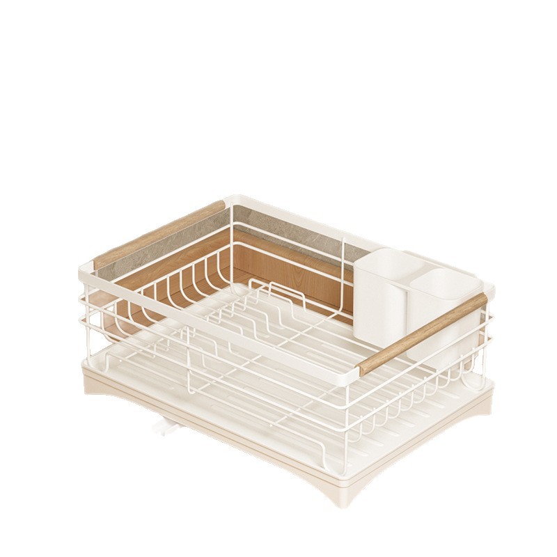 Cocina transfronteriza cubierta de drenaje de material de hierro forjado cuenco impermeable, cocina de cocina, taza de agua, estante de almacenamiento de gran capacidad