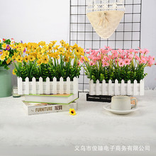 跨境仿真植物盆栽家居装饰摆件仿真花春草紫罗兰套装婚庆拍摄道具