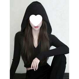 气质纯欲美式高冷修身连帽长袖女早秋舒适百搭甜酷辣妹风上衣
