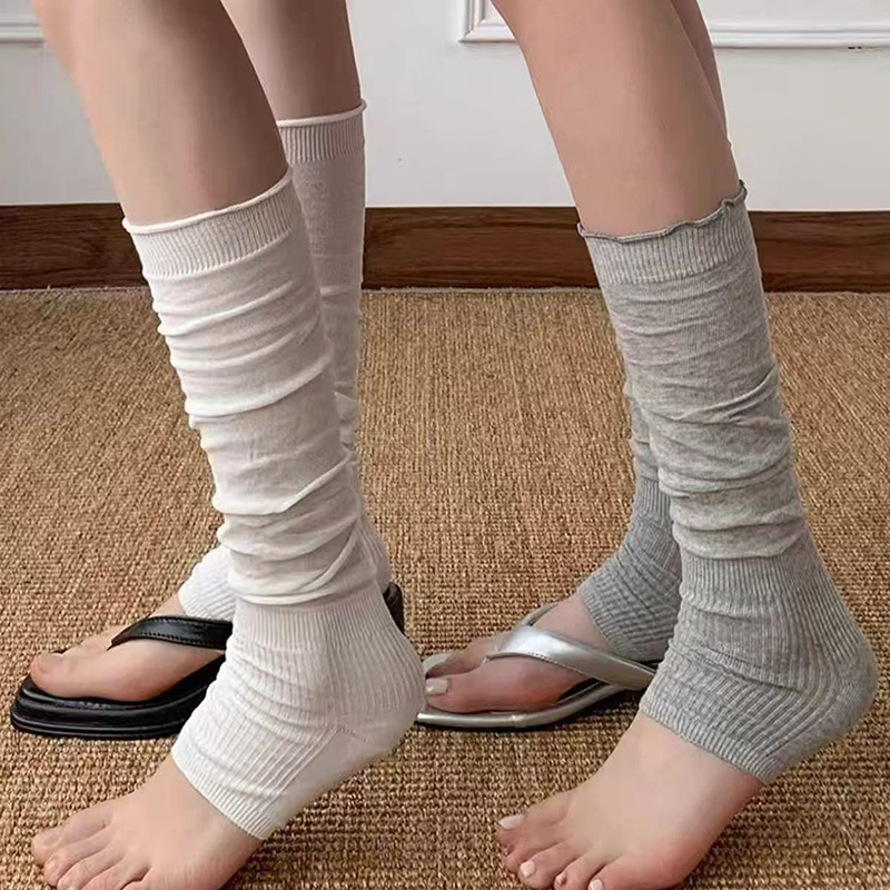 Ballet-Style Stirrup Socks, White Socks for Women, Summer Thin Breathable Half-Foot Leg Warmers, Light Gray Calf Socks Ballet-Style Stirrup Socks, White Socks for Women, Summer Thin Breathable Half-Foot Leg Warmers, Light Gray Calf Socks
