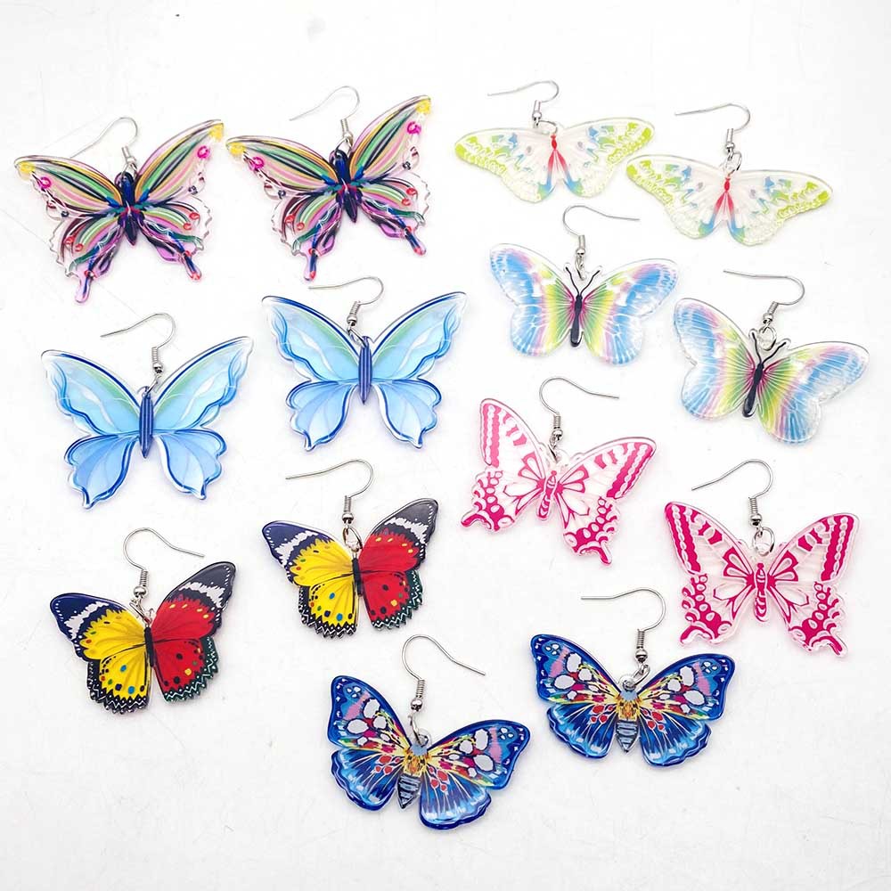 8g Weight 1 Pair Casual Simple Style Butterfly Arylic Drop Earrings
