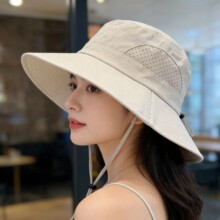 户外遮阳帽子男女防晒网眼渔夫帽徒步防紫外线太阳帽韩版小众风格