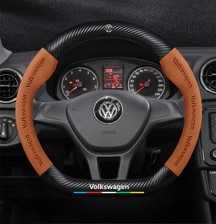 Volkswagen Old Jetta Steering Wheel Cover 12-19 Suede Ultra-Thin Non-Slip All-Season Universal Car Steering Wheel Cover
