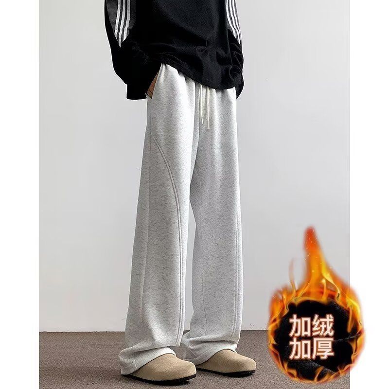 白花灰弯刀卫裤男春秋冬款潮牌直筒休闲裤子宽松阔腿美式运动裤
