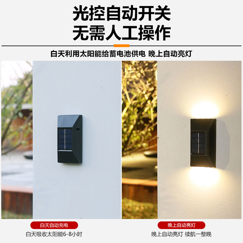 Lámpara de pared impermeable al aire libre lámpara de pared solar al aire libre lámpara de jardín lámpara de pared LED lámpara de pared lámpara de jardín solar