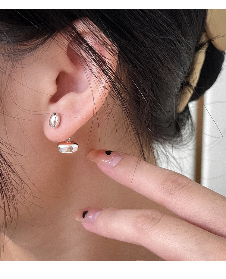 Solid Color Pattern 1 Pair 925 Sterling Silver Solid Color Ear Studs