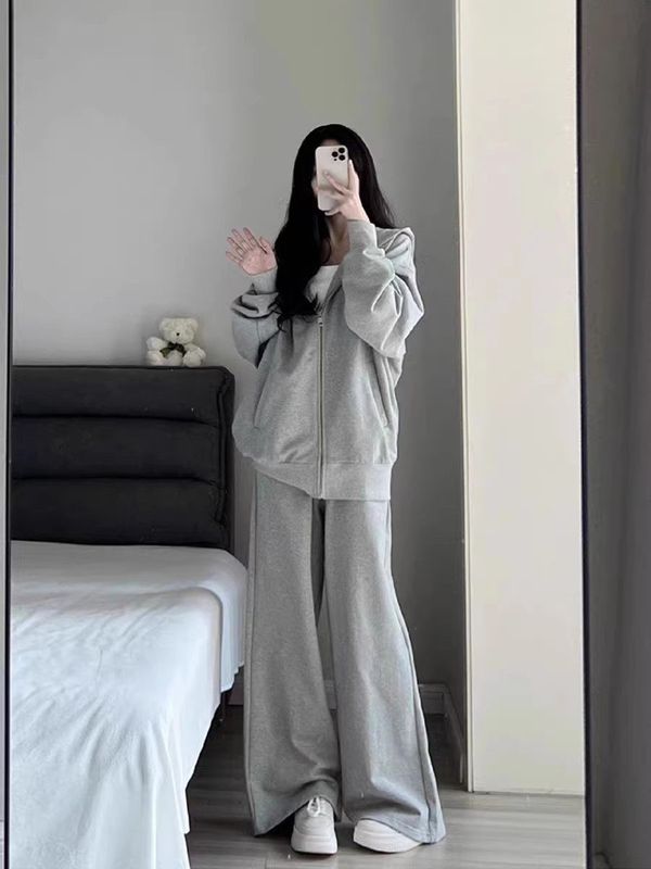 大码秋季运动服休闲套装女时尚洋气显瘦卫衣穿搭一整套胖mm300斤|undefined